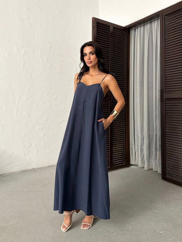 26Y5349 ASKILI SIRT DETAY ELBİSE