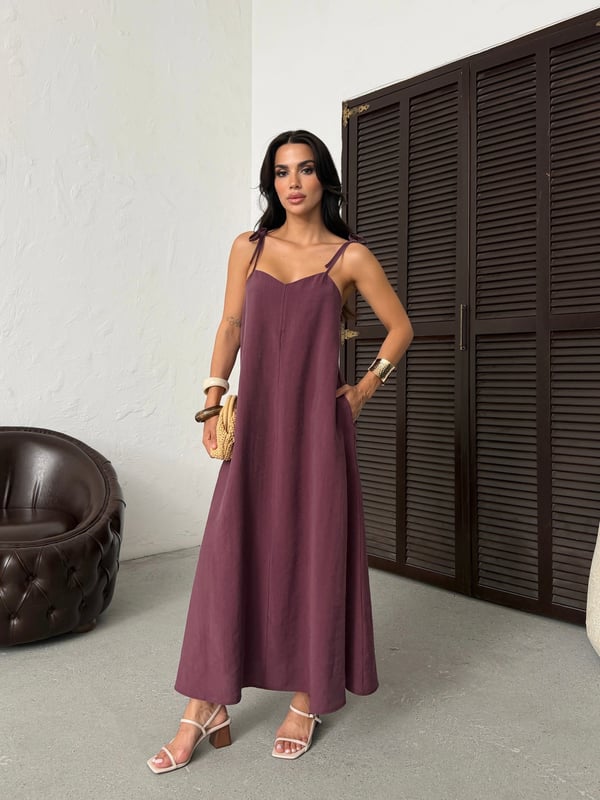 26Y5349 ASKILI SIRT DETAY ELBİSE
