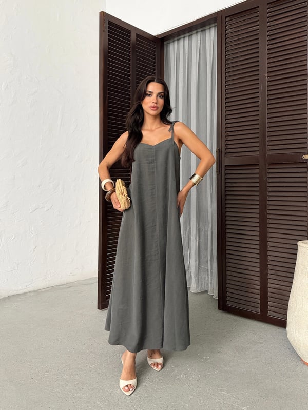 26Y5349 ASKILI SIRT DETAY ELBİSE
