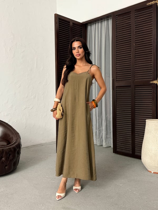 26Y5349 ASKILI SIRT DETAY ELBİSE