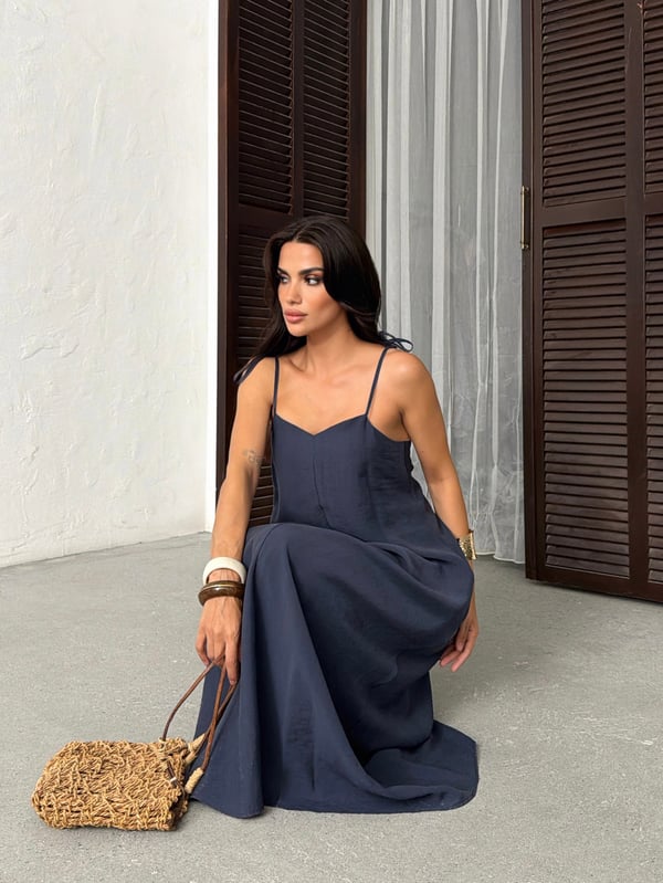 26Y5349 ASKILI SIRT DETAY ELBİSE