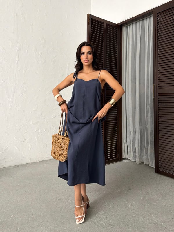 26Y5349 ASKILI SIRT DETAY ELBİSE