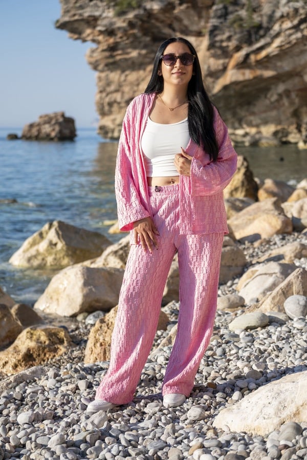 Alt Üst İkili Kimona Pembe Takım