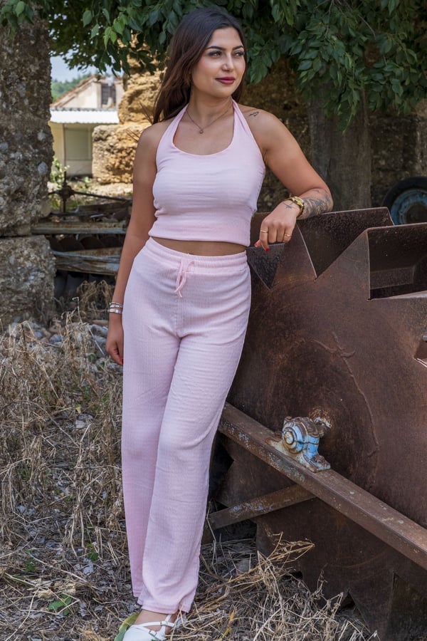 Boyundan Geçirmeli İkili Pembe Takım