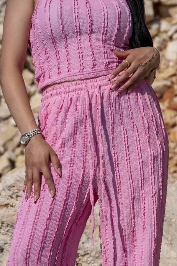 Fırfırlı Alt Üst Pembe Takım
