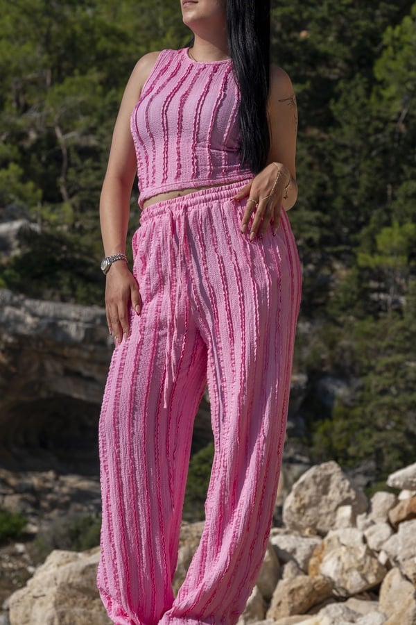 Fırfırlı Alt Üst Pembe Takım