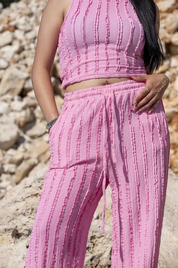 Fırfırlı Alt Üst Pembe Takım