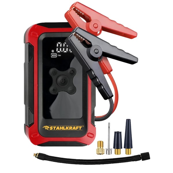 STAHLKRAFT STH 7100 K 4in1 16000 mAH Akü Takviye, Hava Kompresörü, Powerbank, Led Fener,