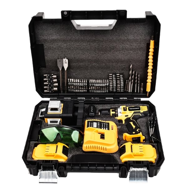 STAHLKRAFT STH 8853 S Çift Akülü 12 Köşe 360° Otomatik Hizalamalı Lazer + Çelik Madren matkap Yeşil Çizgili