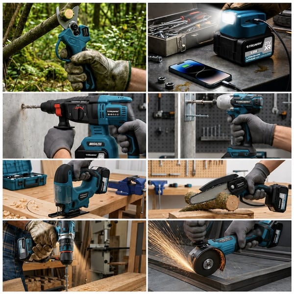 STAHLKRAFT STH 9948 8'li MAX Plus Set Somun Sıkma + Hilti + Matkap + Taşlama + Budama Testere + Makas + Dekupaj + Power bank fener