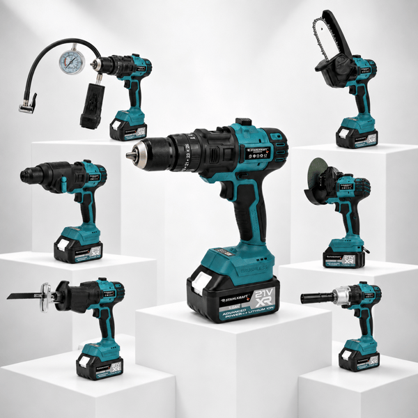 STAHLKRAFT STH 9977 7 Başlıklı Multi Tool Şarjlı Matkap Seti