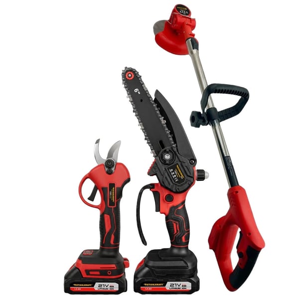 STAHLKRAFT STH 9981 3'lü set Akülü Dal Budama Testeresi + Makas + Tırpan set