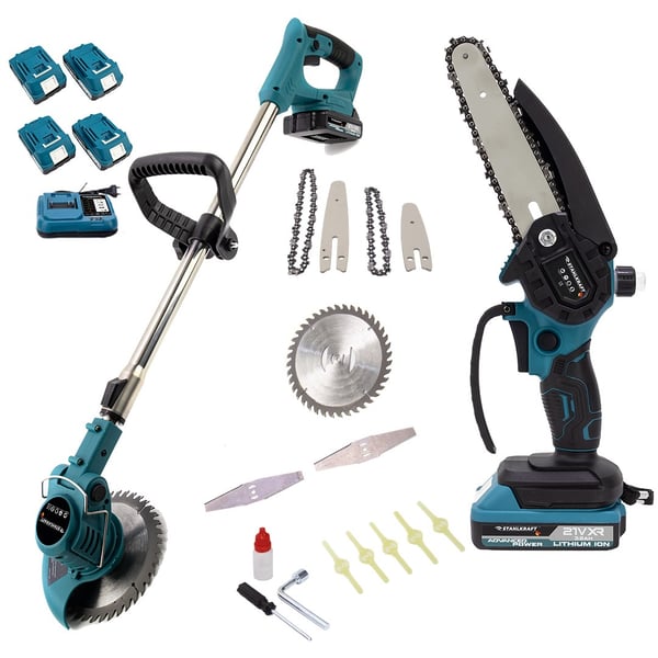 STAHLKRAFT STH 9983 2'li set 4 batarya Akülü Dal Budama Testeresi + Tırpan set