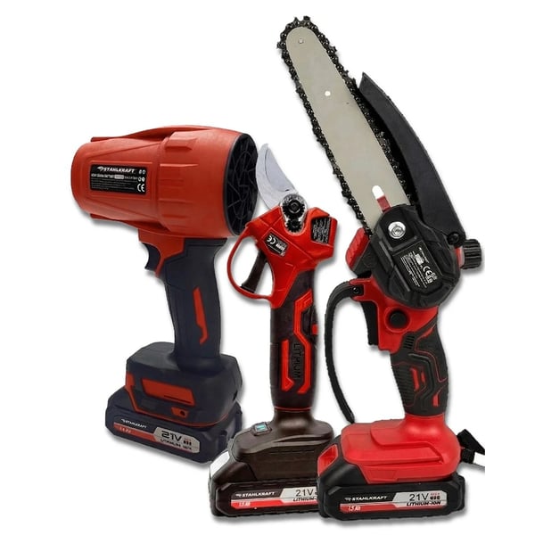 STAHLKRAFT STH 9984 3 lü set Akülü Dal Budama + Makas + Hava Üfleme
