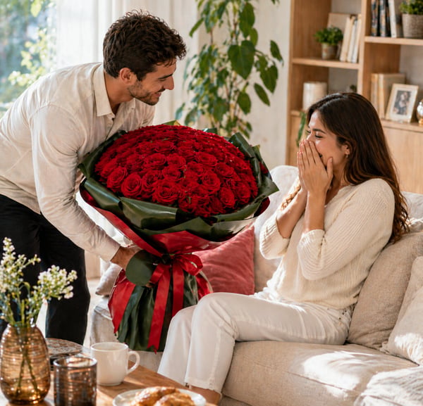 51 Adet Kırmızı Gül Buketi Büyük Boy  