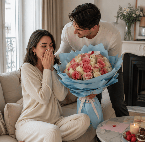 Annabel Athena ve Beyaz Güllerden Oluşan Buket 41Adet  
