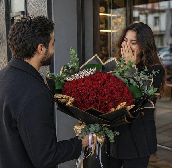 Aşkın Özel Tasarım Kırmızı Gül Buketi Büyük Boy  
