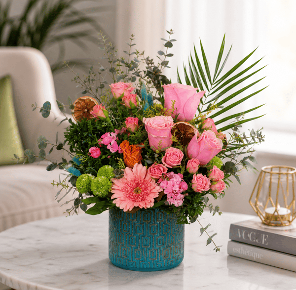 Athena ve Pembe Gerbera  Aranjmanı 