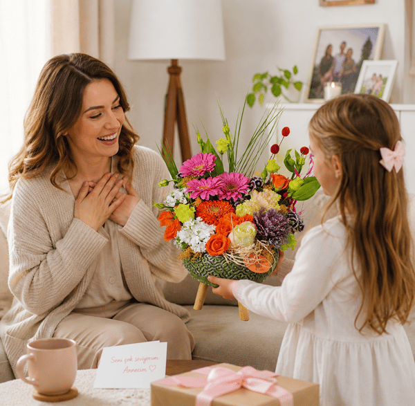Ayaklı Yeşil Eskitme Saksıda Lahana ve Gerbera   