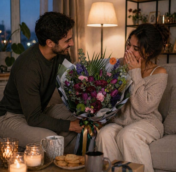 Emily Buketi Aanastasiya ve Lale Güllerde Oluşan Buket 