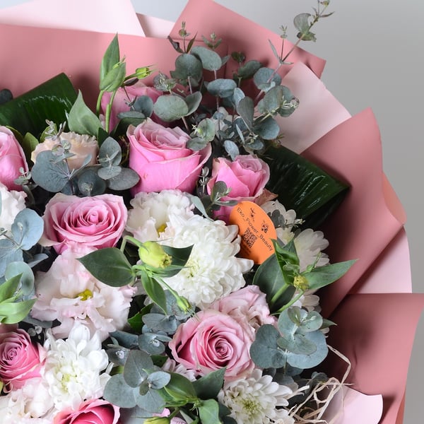 Lile Gül ve Pembe Gerbera Buket 