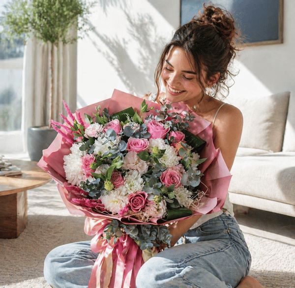 Lile Gül ve Pembe Gerbera Buket 