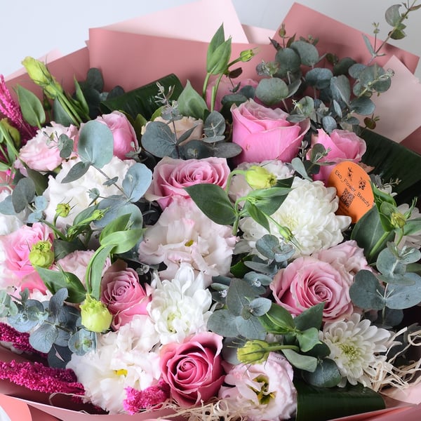 Lile Gül ve Pembe Gerbera Buket 