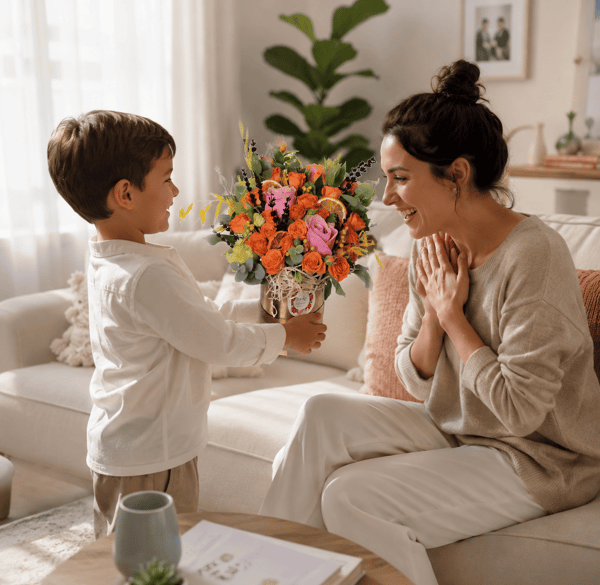 Lisa Desenli Vazoda Athena Gül ve Turuncu Çardaklar