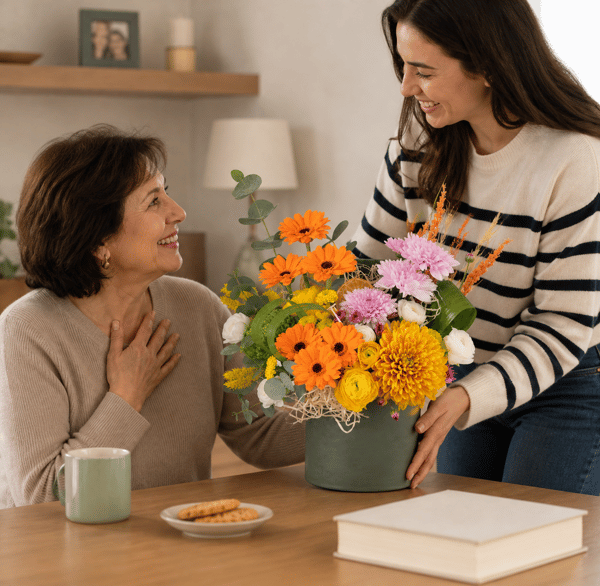 Nadine Yeşil Seramik Saksıda Turuncu Gerbera ve Anastasiya  