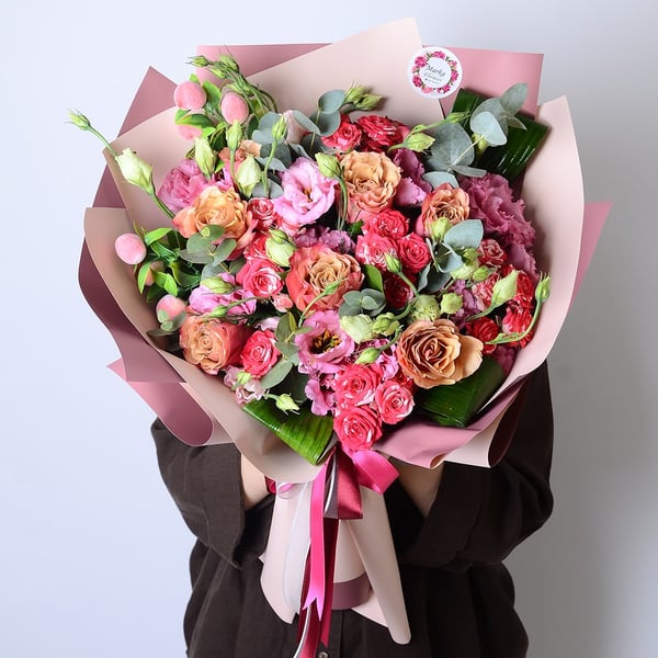 Orange and pink rose Gül Buketi 