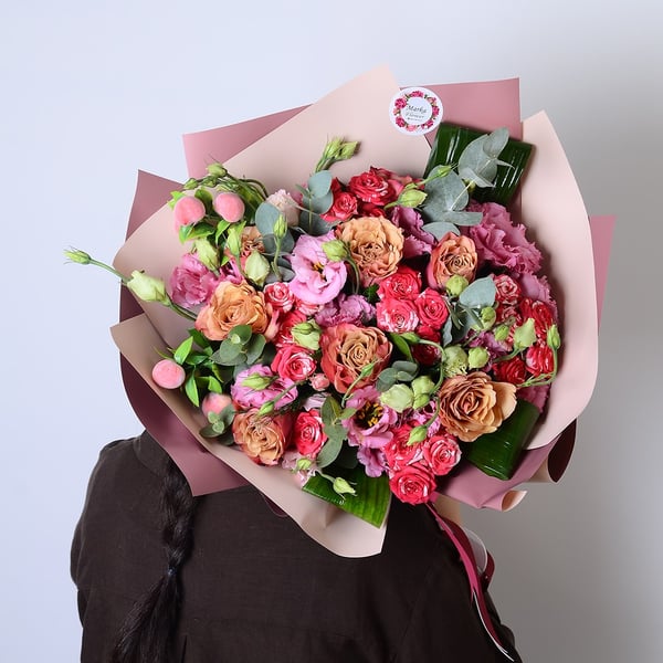 Orange and pink rose Gül Buketi 