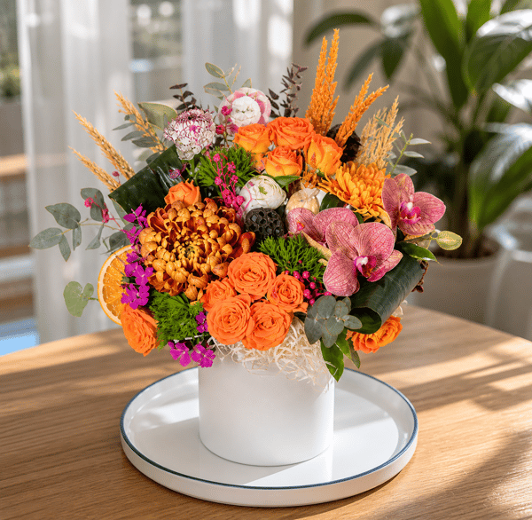 Orange Arbor and Anastasia in a Ceramic Flower Pot