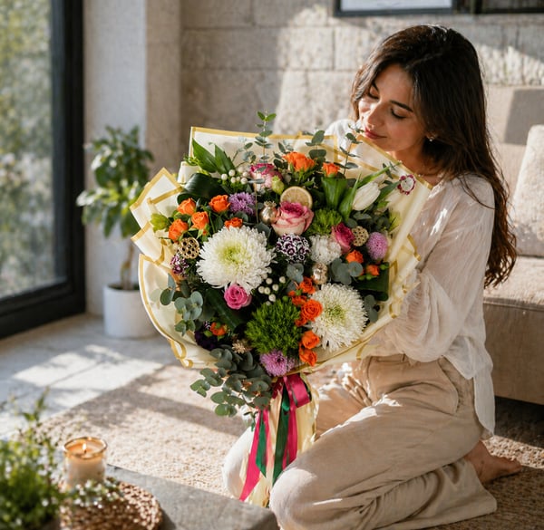 Rosamund Beyaz Lale Anastasiya ve Turuncu Çardak Güller  