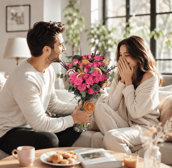 Şeffaf Sürahi Vazoda Pembe Çardak Güller  