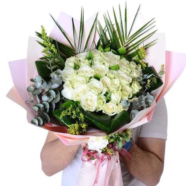White Rose Elegance Desing 41 Adet Beyaz Güller 