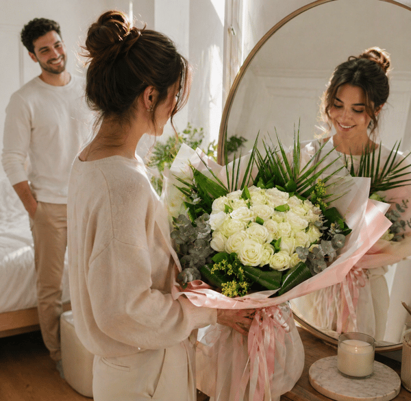 White Rose Elegance Desing 41 Adet Beyaz Güller 