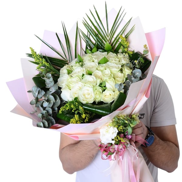 White Rose Elegance Desing 41 Adet Beyaz Güller 