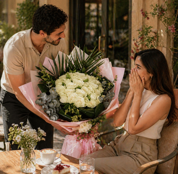 White Rose Elegance Desing 41 Adet Beyaz Güller 