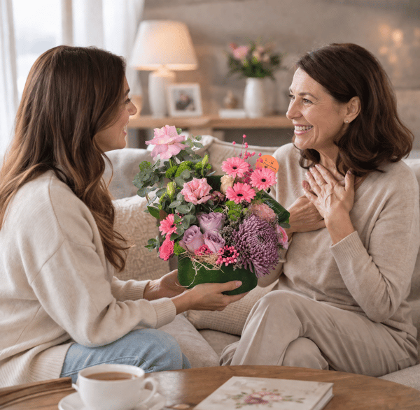 Yeşil Oval Saksıda Anastasiya ve Gerbera Çiçeği 