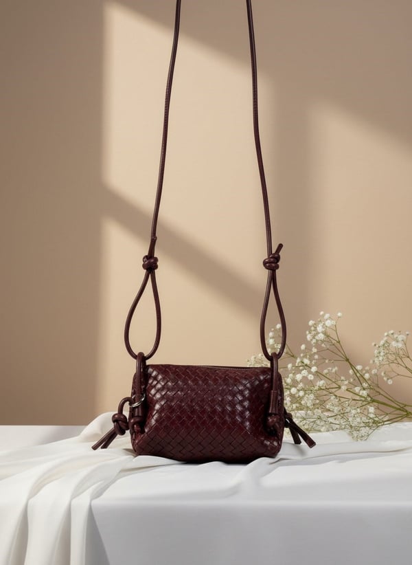 Romi Dokulu Bordo Kadın Çapraz Çanta