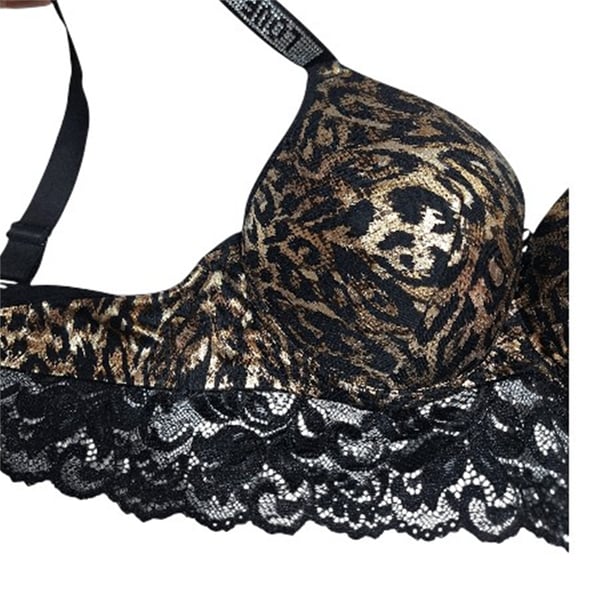 Destekli Dolgulu Parlak Leopar Dantelli 2li takım