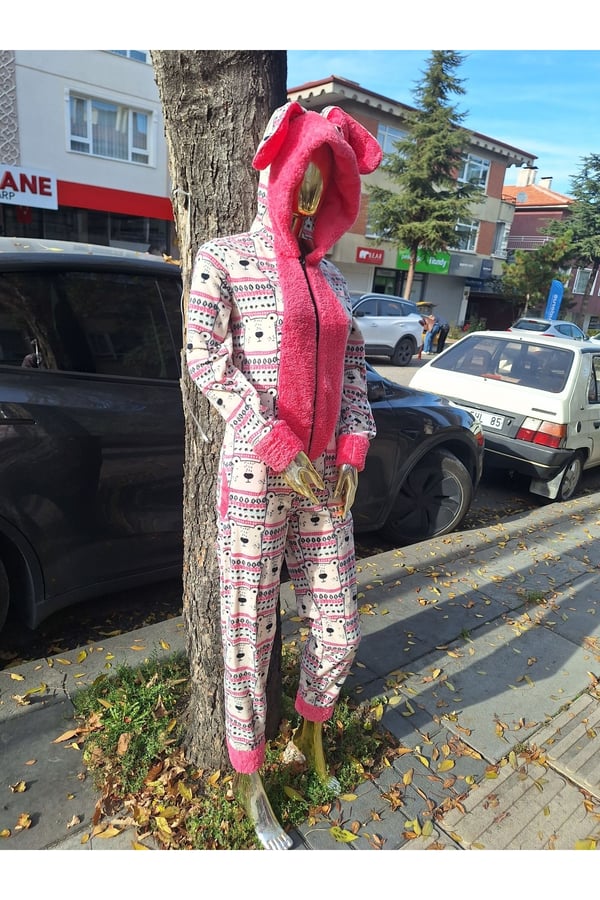 Sude Polar Şapkalı Tulum Pjama Takım
