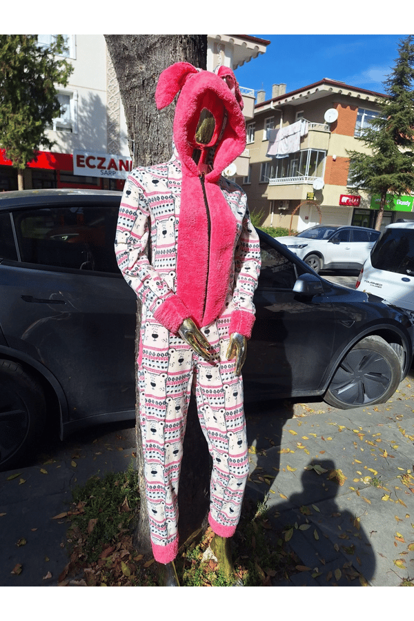 Sude Polar Şapkalı Tulum Pjama Takım