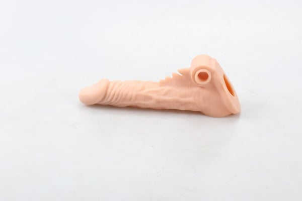 Titreşimli 17 CM Soft Yumuşak Dokulu Realistik Tırtıklı Penis Kılıfı