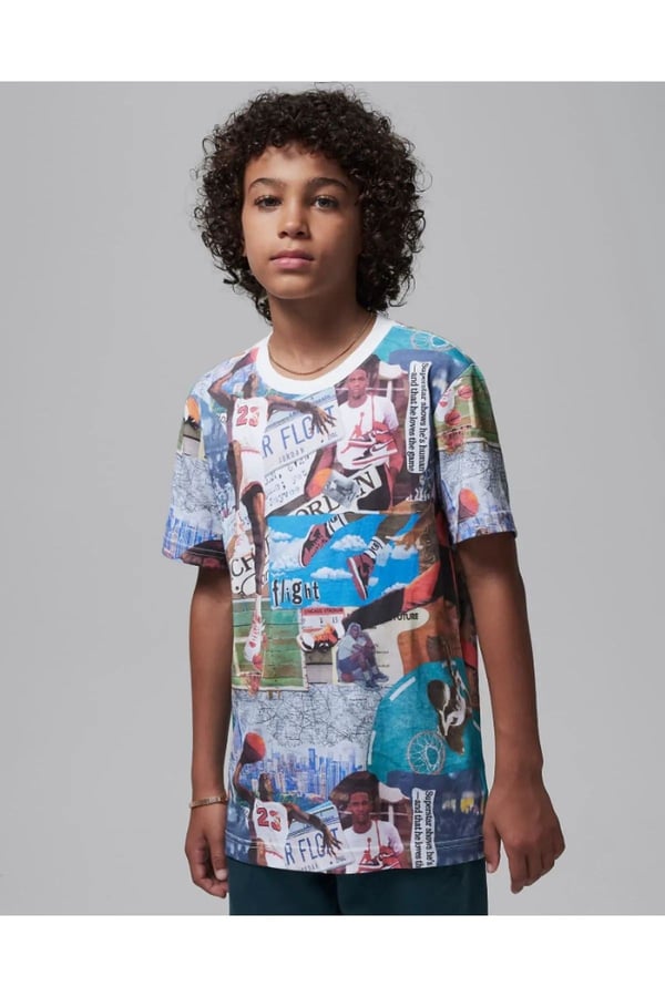 NIKE JORDAN MJ BROOKLYN COLLAGE AOP SS ERKEK ÇOCUK TİŞÖRT