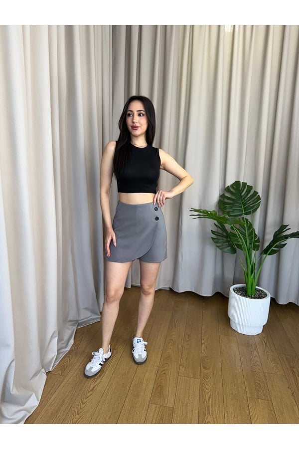 Yüksek Bel Mini Şort Etek