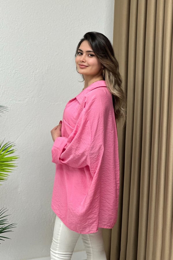 Basic Tensel Gömlek Pembe