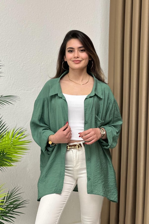 Basic Tensel Gömlek Yeşil