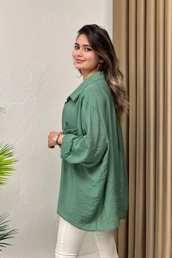 Basic Tensel Gömlek Yeşil