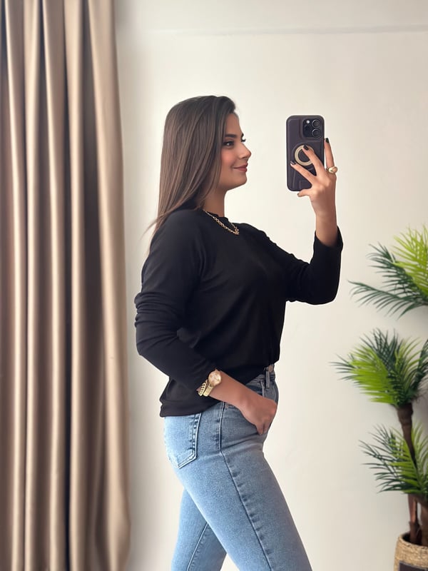 Bisiklet Yaka Salaş Soft Touch Basic Body Siyah
